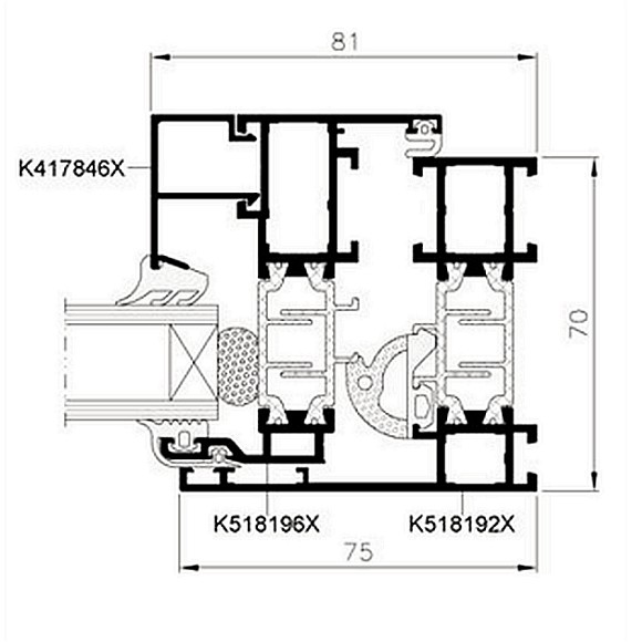 Okno Mb70us Hi Przekroj